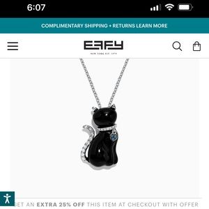 Effy safari 14k white gold onyx and diamond cat pendant